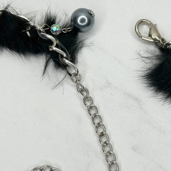 Beaded Fur Woven Silver Tone Chain Link Belt One Size OS Boho ✨ - Picture 11 of 13